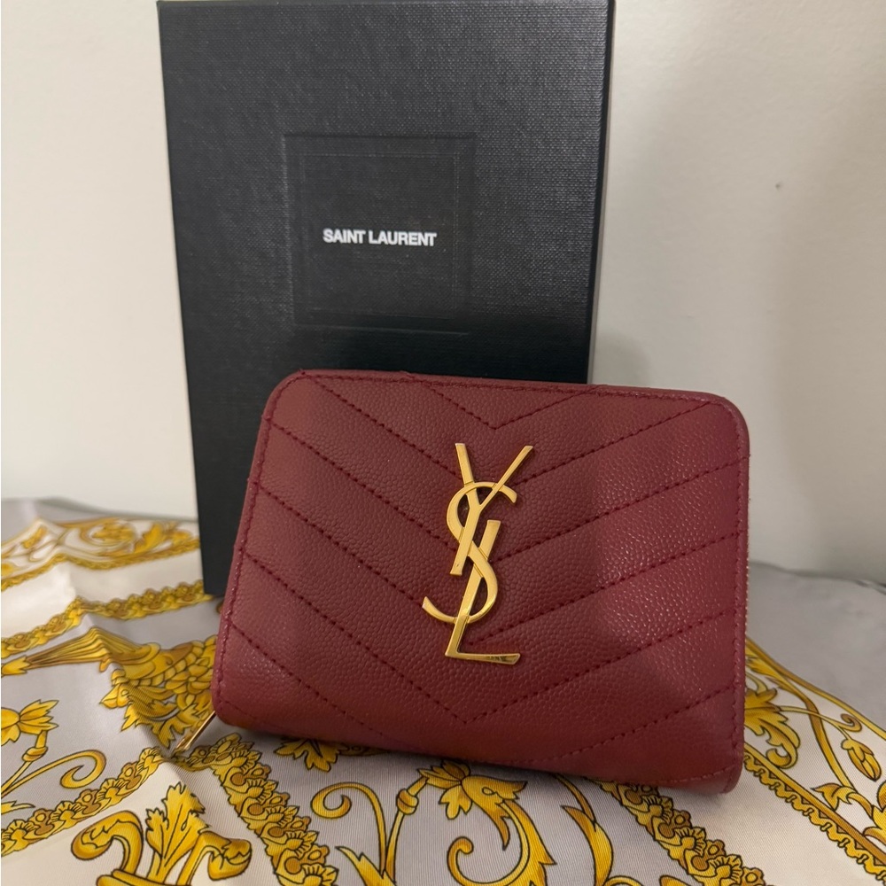Saint Laurent Burgundy Quilted Wallet